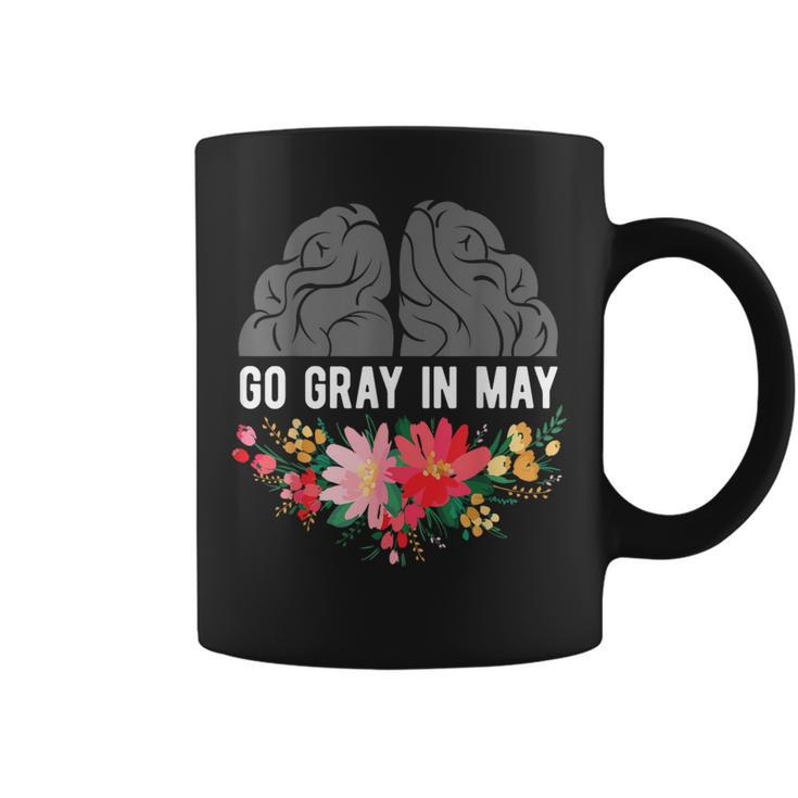 Brain Cancer Tumor Awareness Go Gray In May Flowers Coffee Mug