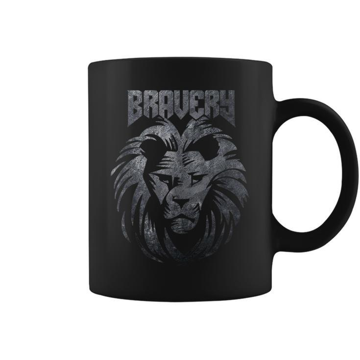 Bravery Courage Lion Mane Animal Big Cat Grey Coffee Mug
