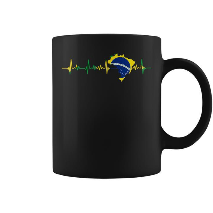 Brazil Flag Heartbeat Brasil Coffee Mug
