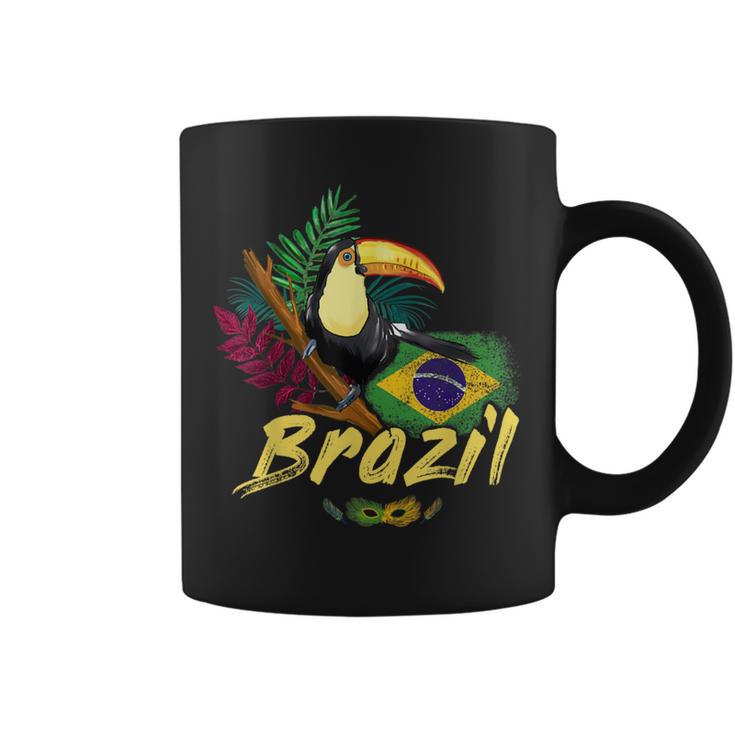 Brazil Vintage Toucan With Flag And Samba Mask Tassen