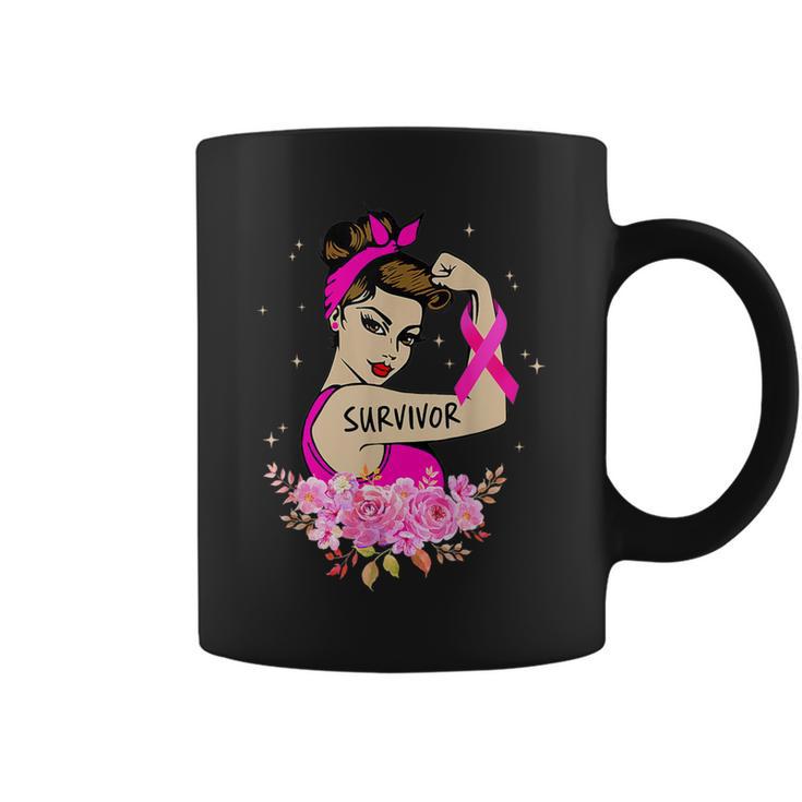 Breast Cancer Survivor Rosie Riveter Pink Awareness Women Coffee Mug