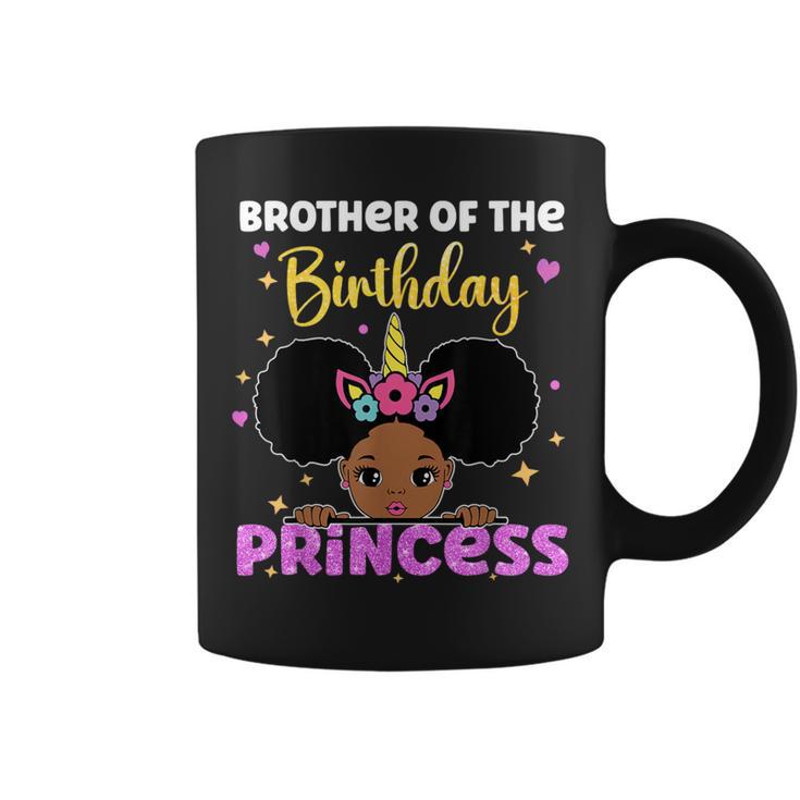 Brother Of The Birthday Princess Melanin Afro Unicorn Cute Coffee Mug