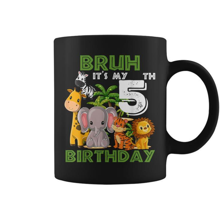Bruh It's My 5Th Birthday Safari Jungle 5 Years Old Zoo Coffee Mug