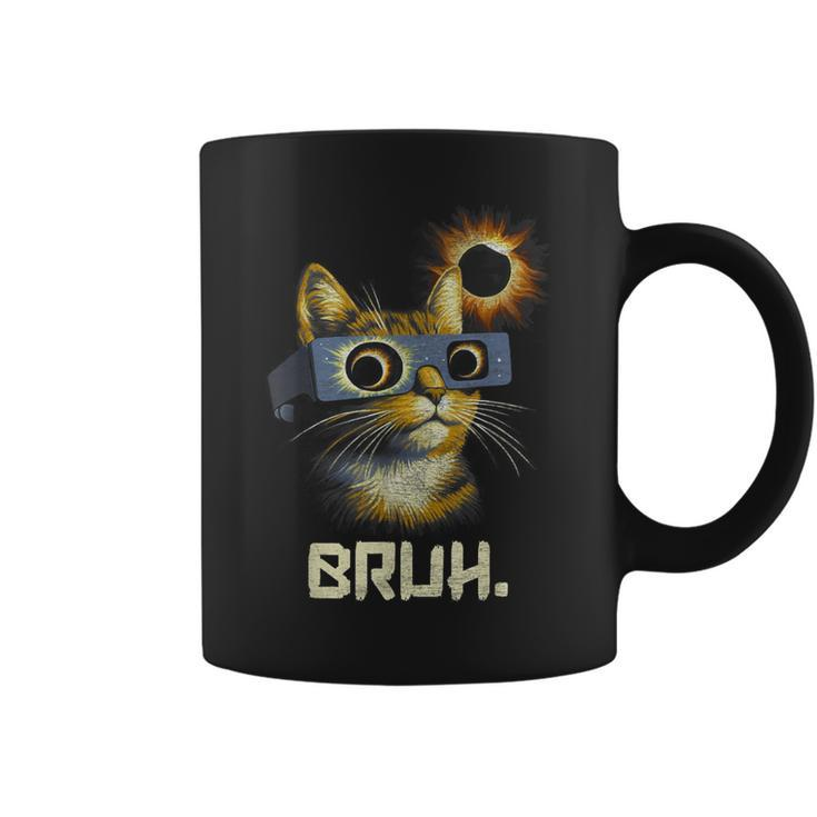 Bruh Total Solar Eclipse Cat Wearing Solar Eclipse Glasses Coffee Mug