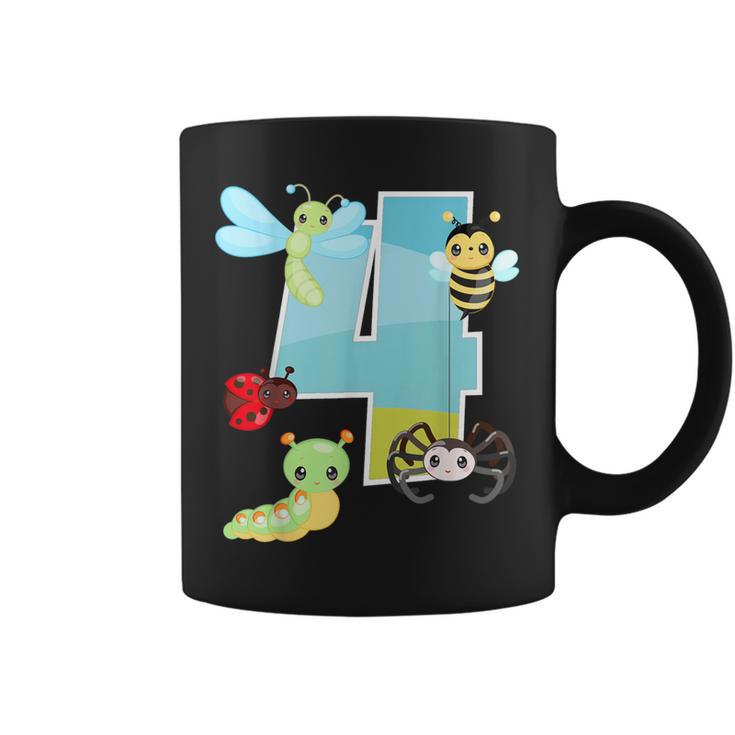 Bugs And Insects Nature Lover 4 Year Old 4Th Birthday Party Coffee Mug