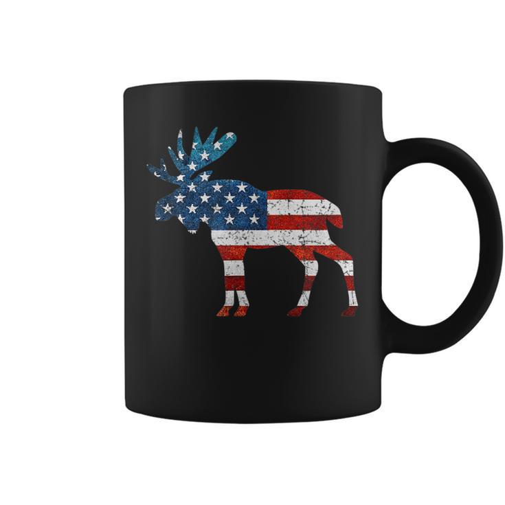 Bull Moose American Flag Moose Antlers Icon Coffee Mug