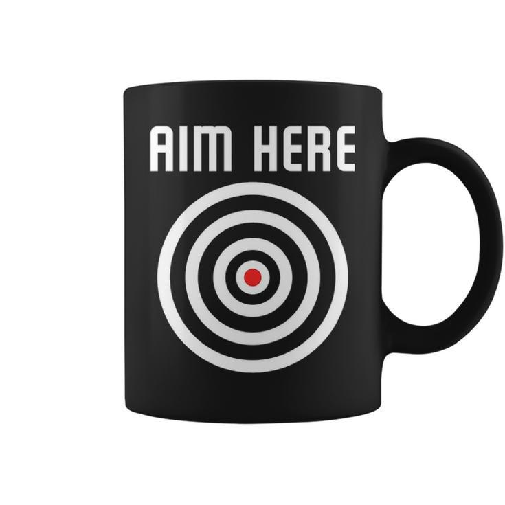 Bullseye Target Aim Here Darts Players Shooting Coffee Mug