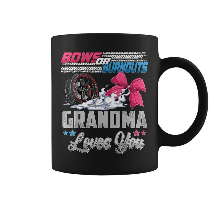 Burnouts Or Bows Gender Reveal Party Announcement Grandma Coffee Mug