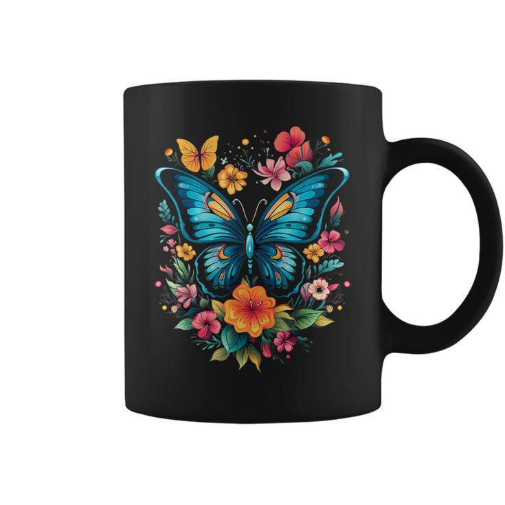 Butterfly With Flowers I Aesthetic Butterfly Coffee Mug