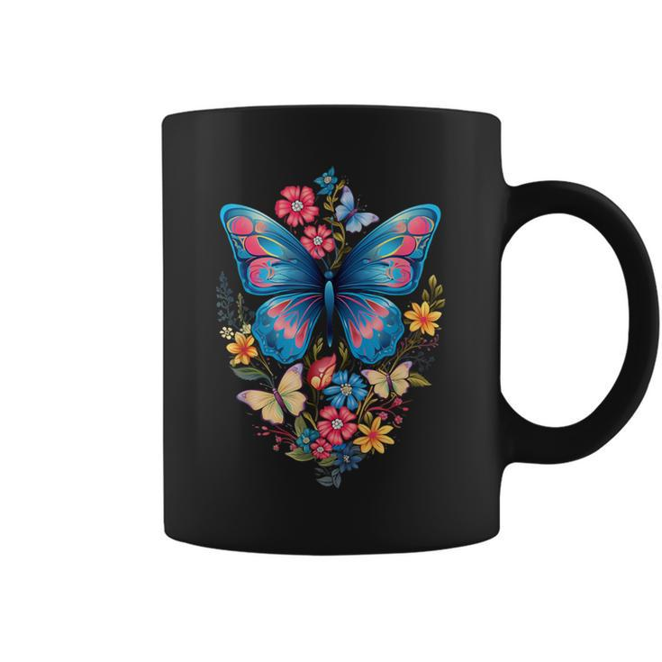 Butterfly With Flowers I Aesthetic Butterfly Coffee Mug