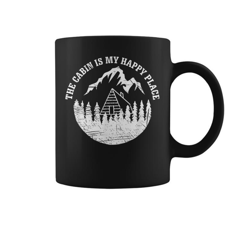 The Cabin Is My Happy Place T Distressed Vintage Look Coffee Mug