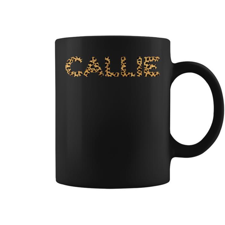 Callie Leopard Print Personalized Name Birthday Coffee Mug