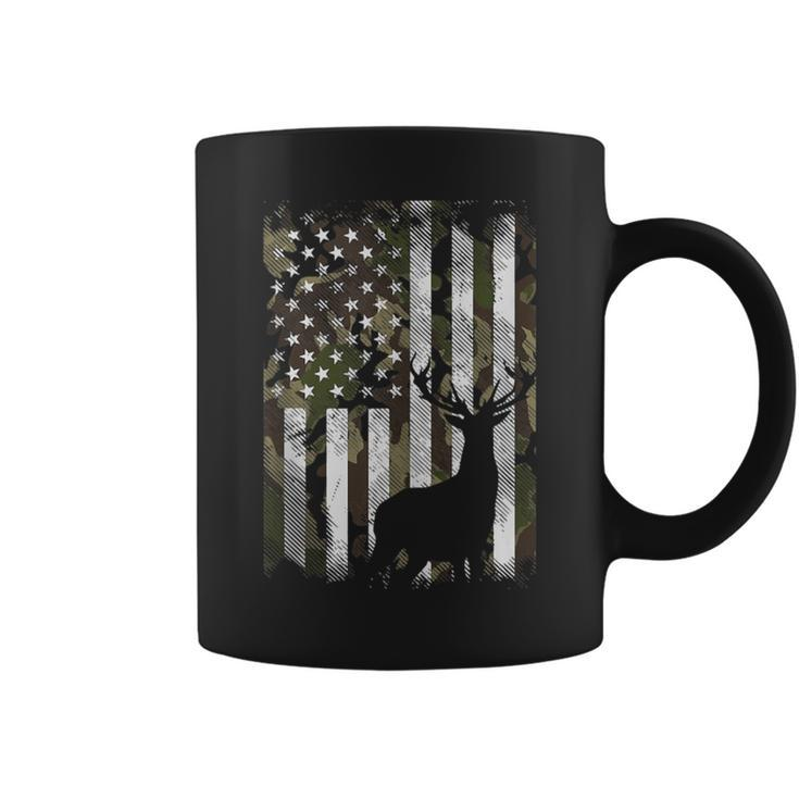 Camo Us Flag Deer Elk Buck Camoflage Hunting Hunter Dad Coffee Mug
