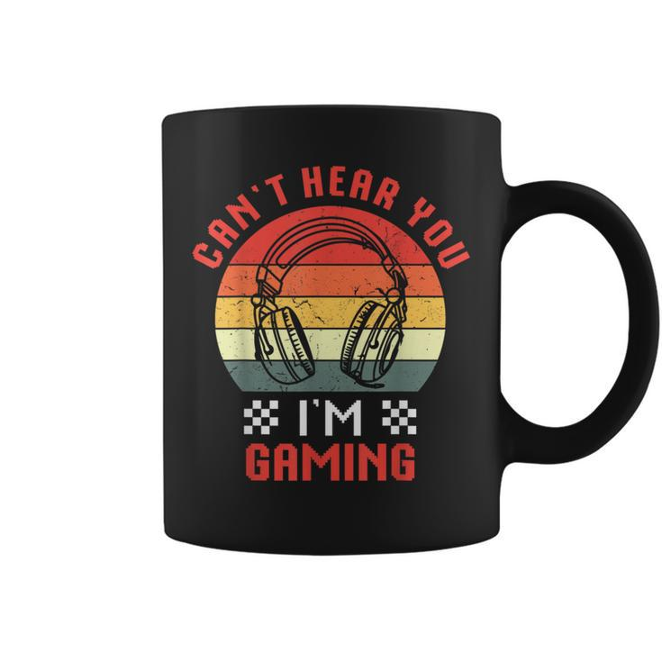 Can't Hear You I'm Gaming Humor Quote Vintage Sunset Coffee Mug