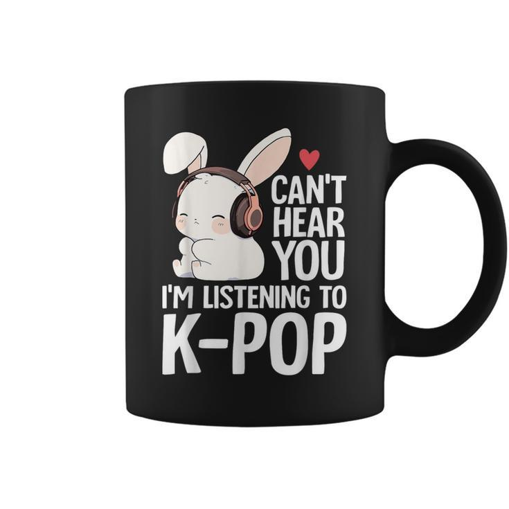 Can't Hear You I'm Listening K-Pop Merch Cute Rabbit K-Pop Coffee Mug