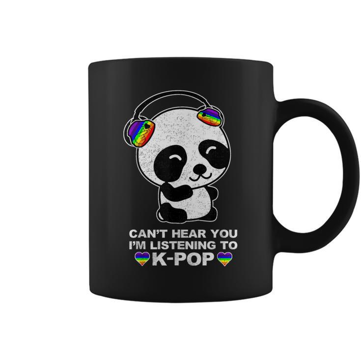 Can't Hear You I'm Listening To K-Pop Panda Gay Pride Ally Coffee Mug