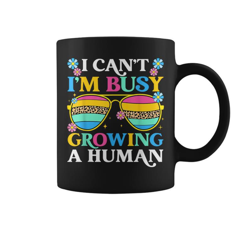 I Can't I'm Busy Growing A Human Pregnancy Announcement Mom Coffee Mug