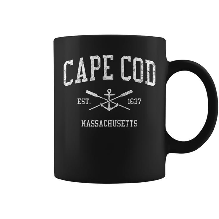 Cape Cod Ma Vintage Crossed Oars & Boat Anchor Sports Coffee Mug