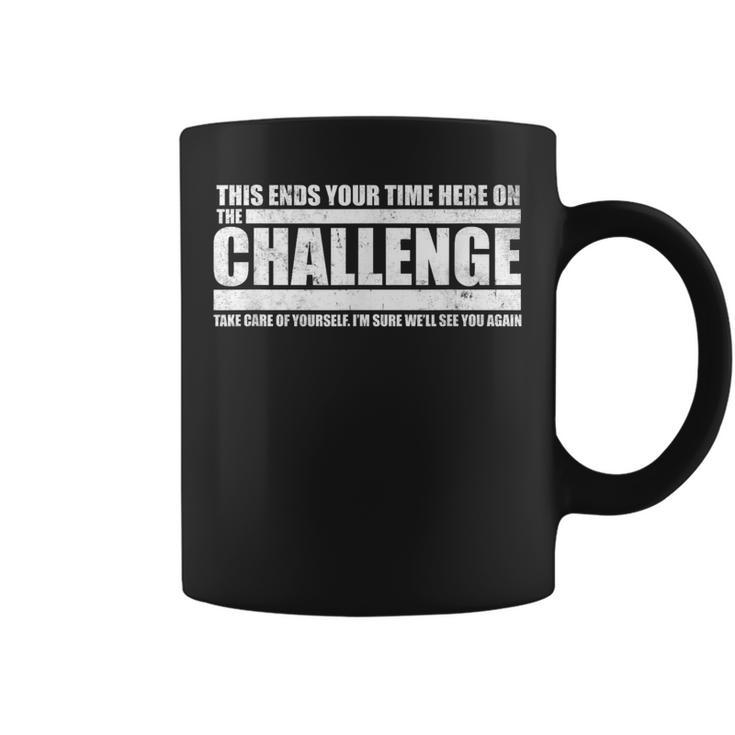 The Take Care Of Yourself Challenge Quote Distressed Coffee Mug