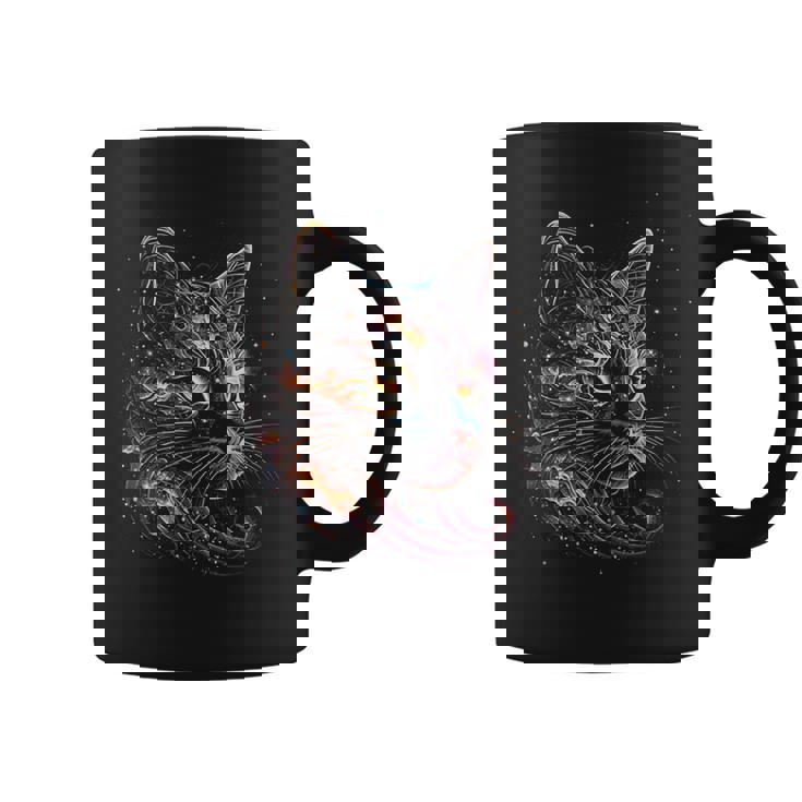 Cat In The Galaxy And Space Kitten Cat Head Coffee Mug