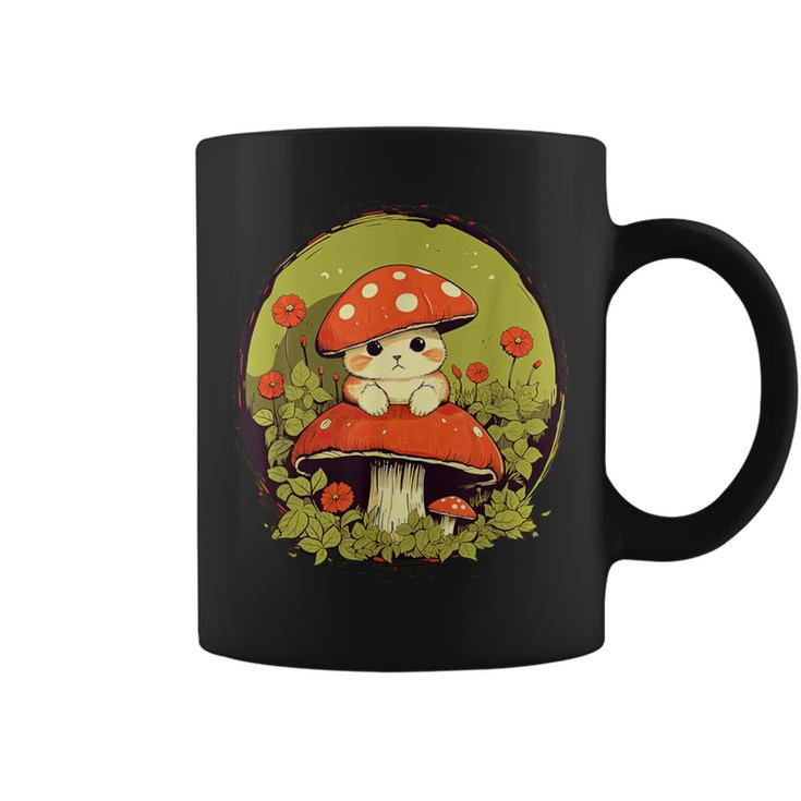 Cat Mushroom Cute Cottagecore Aesthetic Coffee Mug