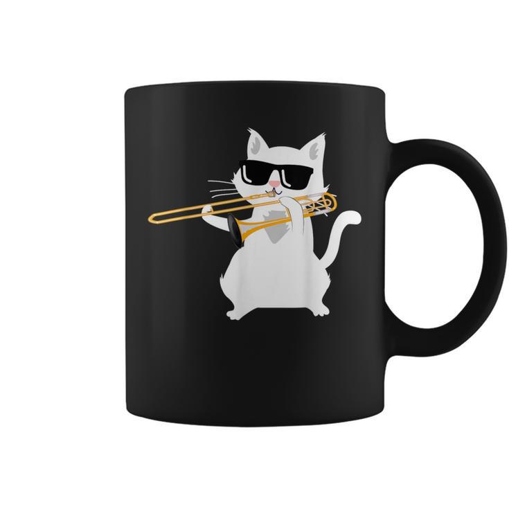 Cat Playing Trombone Coffee Mug