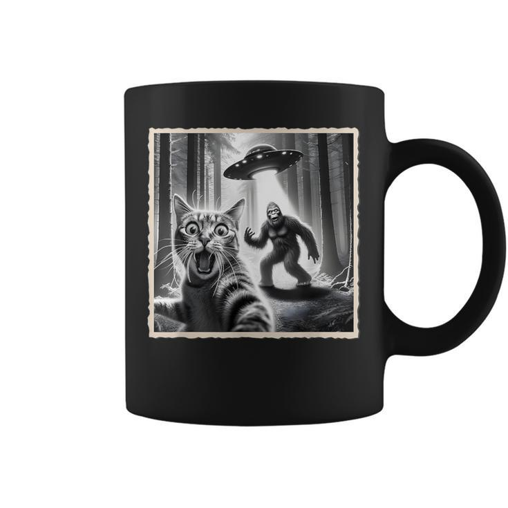 Cat Selfie With Bigfoot & Ufo  Sasquatch & Cat Coffee Mug