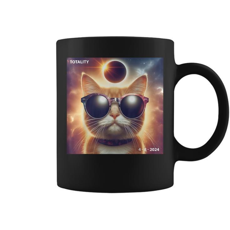 Cat Taking A Selfie With Solar 2024 Eclipse Wearing Glasses Coffee Mug