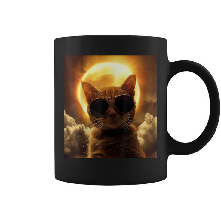 Cat Taking A Selfie With Solar Eclipse Wearing Sunglasses Coffee Mug