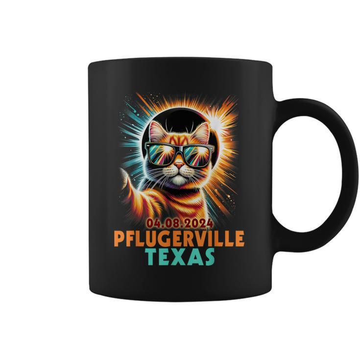Cat Taking A Selfie Total Eclipse 2024 Pflugerville Texas Coffee Mug