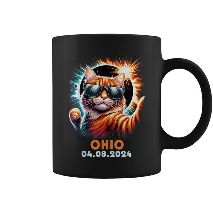 Cat Taking A Selfie With Total Solar Eclipse 2024 Ohio Coffee Mug