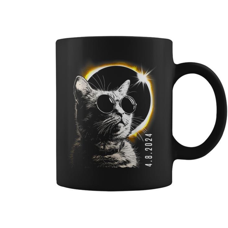 Cat Total Solar Eclipse 2024 Glasses April 8 Women Coffee Mug