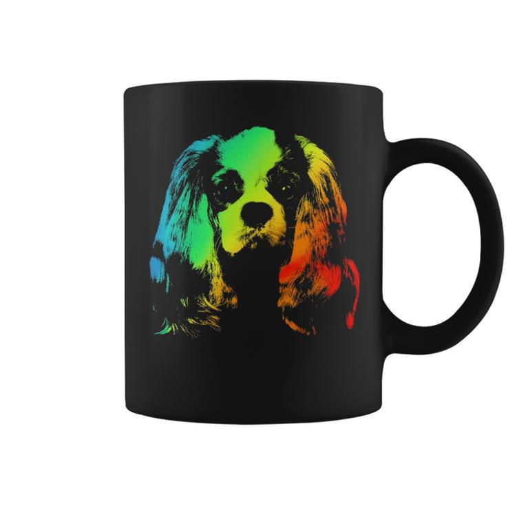 Cavalier King Charles Spaniel Colorful Rainbow Vintage Coffee Mug