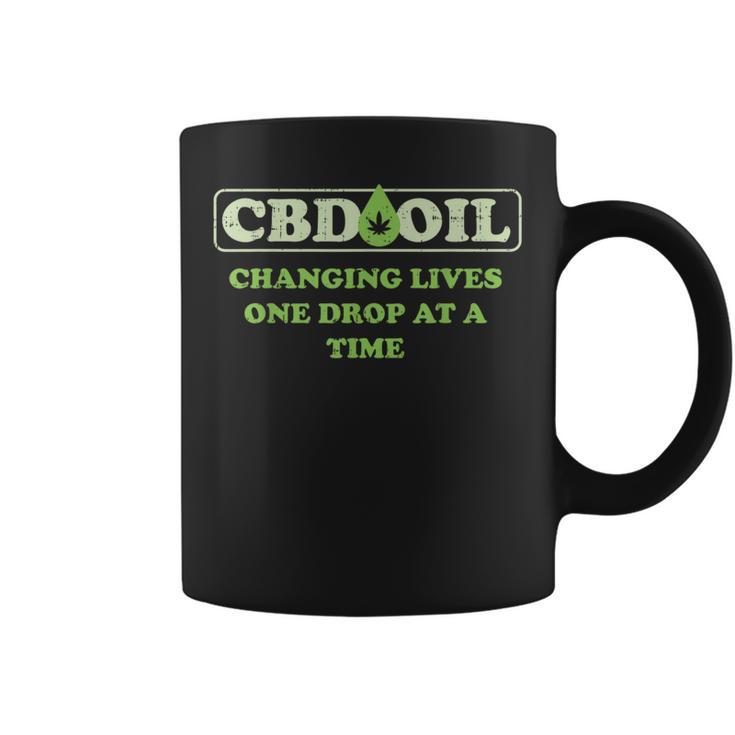 Cbd Oil Changing Lives One Drop At A Time Hemp Slogan Coffee Mug