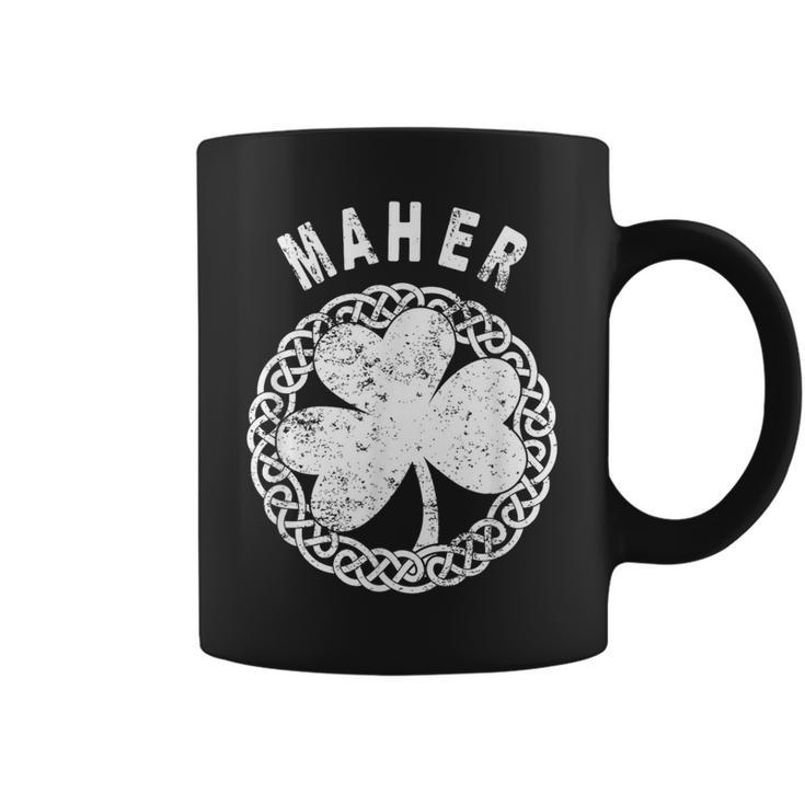 Celtic Theme Maher Irish Family Name Coffee Mug