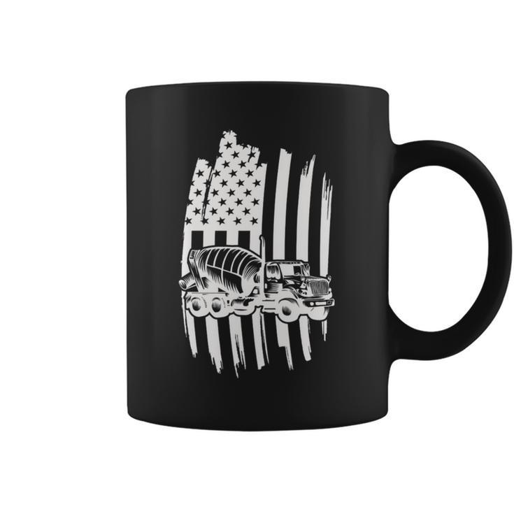 Cement Mixer Truck Usa Flag American Themed Decor Coffee Mug
