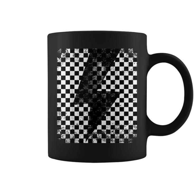 Checkered Lightning Bolt Thunder Checkerboard Graphic Coffee Mug