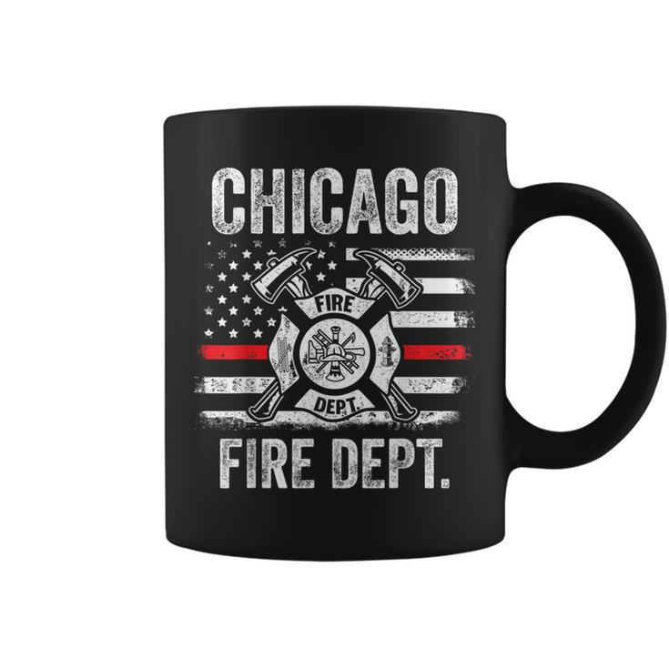 Chicago Illinois Fire Department Thin Red Line Fireman Coffee Mug