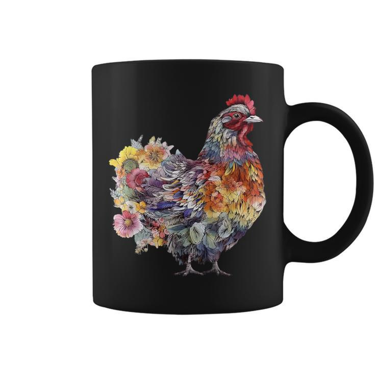 Chicken Aesthetic Flowers Cute Cottagecore Floral Chicken Coffee Mug