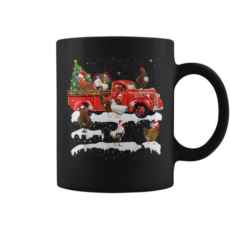 Chicken Riding Red Truck Merry Christmas Farmer X-Mas Ugly Coffee Mug