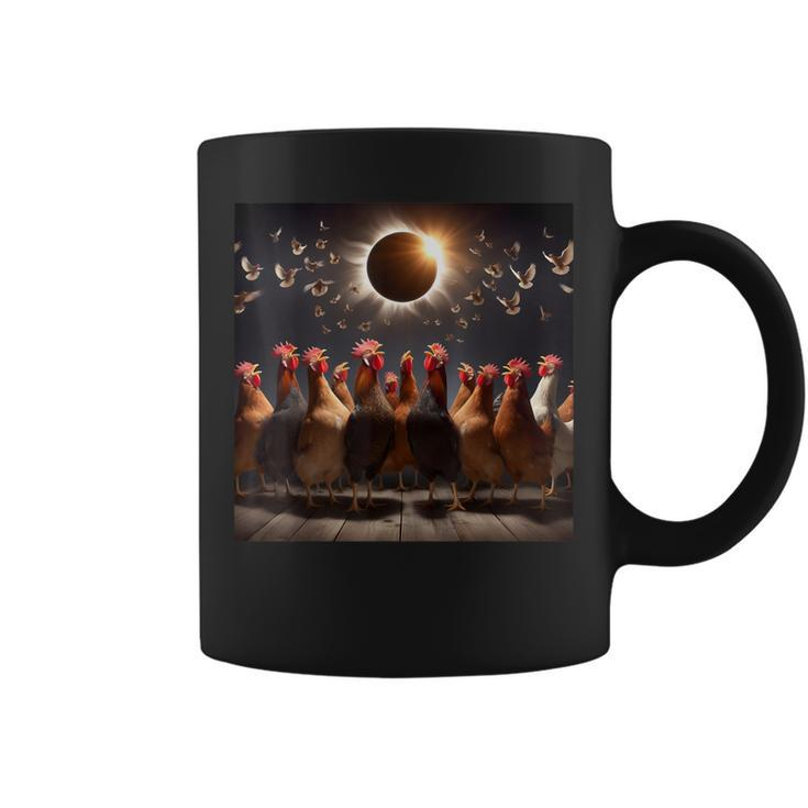 Chicken And The Total Solar Sun Eclipse 80424 2024 Chicken Coffee Mug