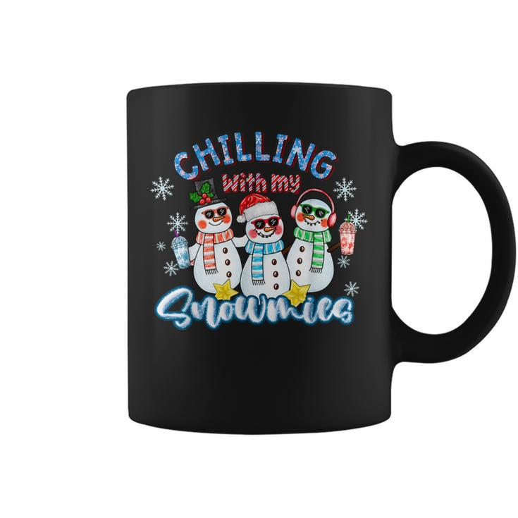 Chillin With My Snowmies Santa Snowman Ugly Christmas Coffee Mug