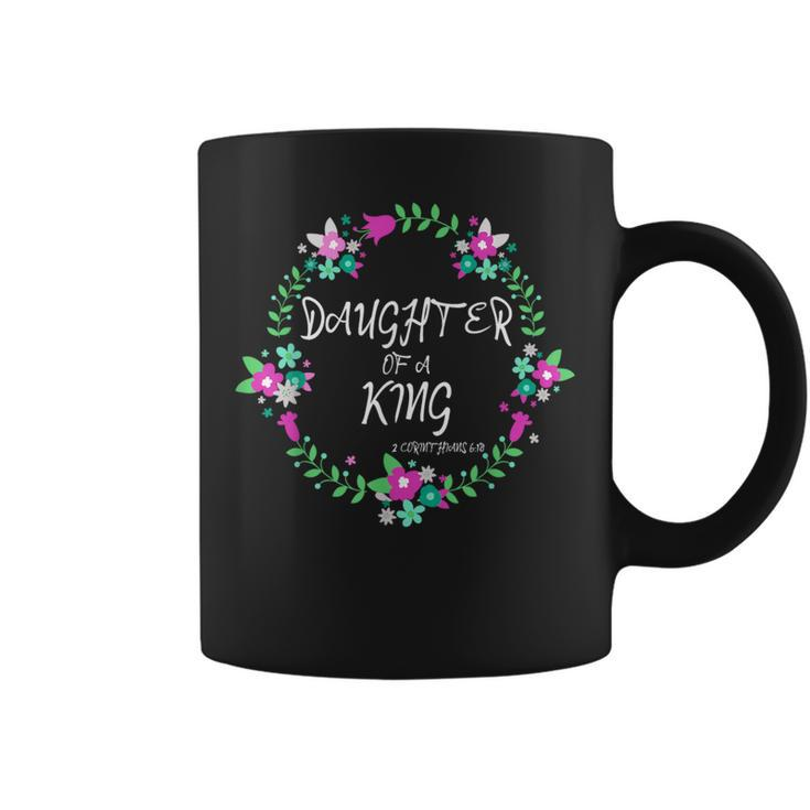 Christian Daughter Of A King Floral Wreath Bible Quote Coffee Mug