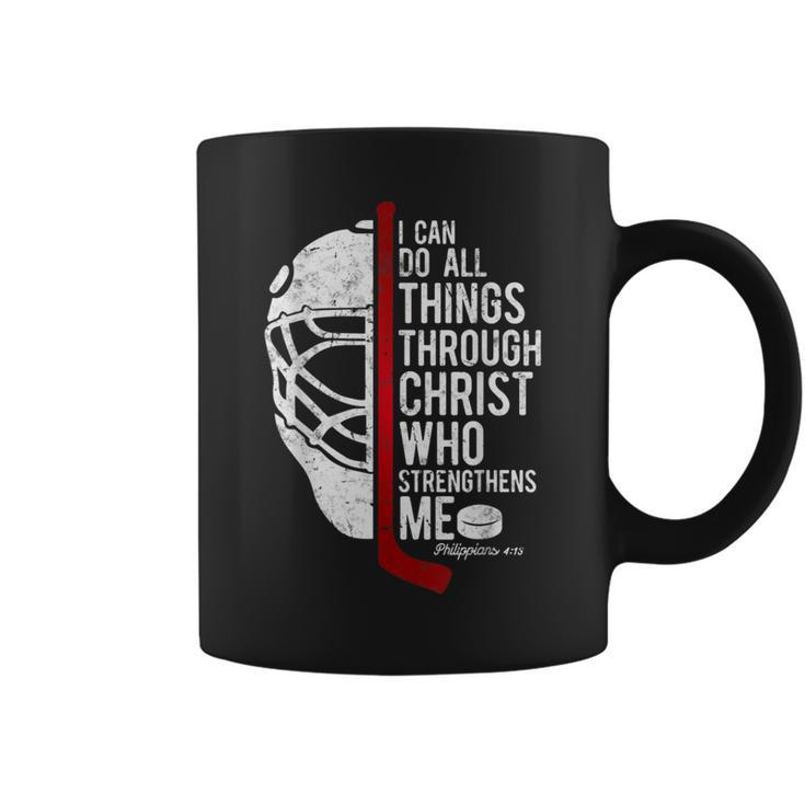 Christian Hockey Bible Verse Philippians Religious Hockey Coffee Mug