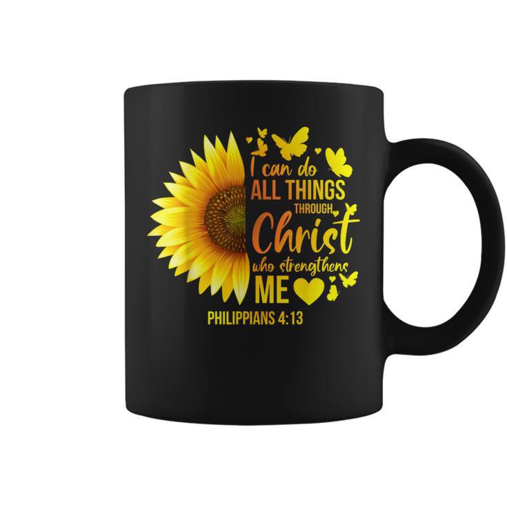 Christian Sunflower Philippians 4 Pretty Bible Verse Coffee Mug