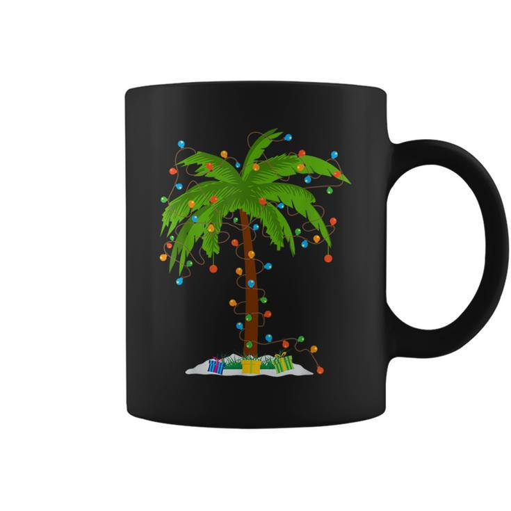 Christmas Beach Palm Tree With Xmas Lights Tropical Santa Coffee Mug