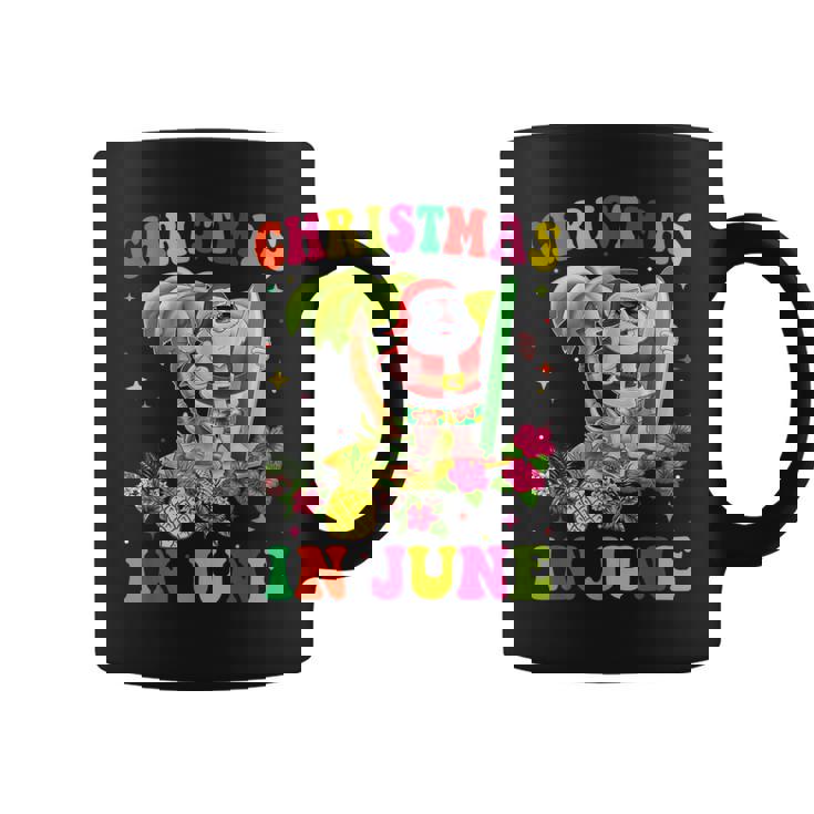 Christmas In June Santa Flamingo Summer Vacation Coffee Mug