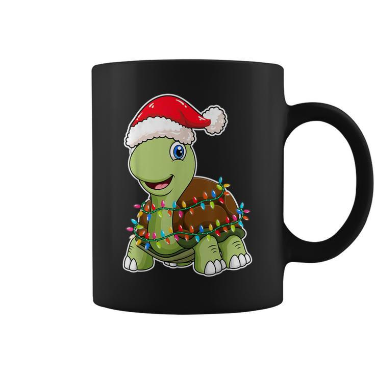 Christmas Lights Turtle Wearing Xmas Hat Sea Turtle Lover Coffee Mug