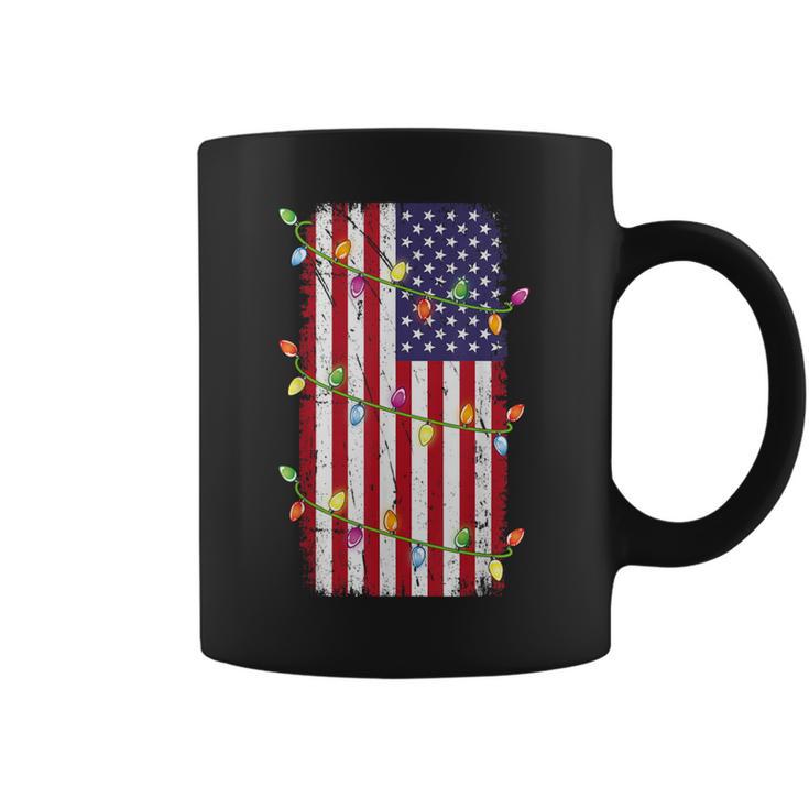 Christmas Lights Usa Flag Patriotic Veteran Christmas Coffee Mug