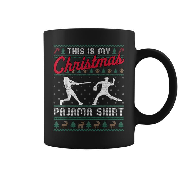 This Is My Christmas Pajama Baseball Ugly Sweater Coffee Mug